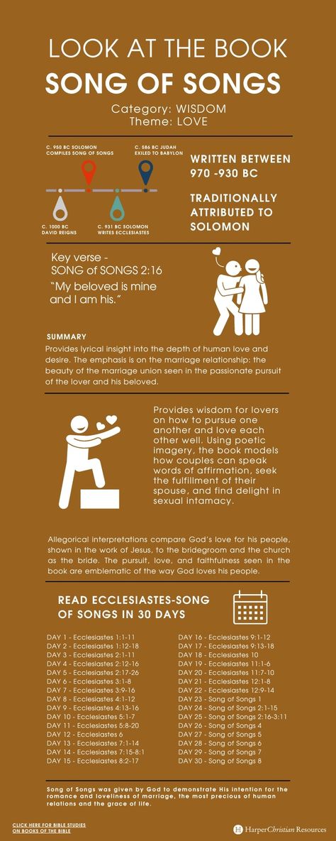 Look at the Book: Song of Songs [Infographic] | Bible Gateway News & Knowledge Song Of Songs, Marriage Relationship, Books Of The Bible, Emphasis, News Blog, Reign, Bible Study, Look At, Bible