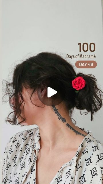 Agrima Wadhwa on Instagram: "100 Days of Macramé - Day 46 Macramé Rose (hair accessory)  DM for workshops and products  #macrame ##macramemakers #macramelove #india #instagood #instagram #handmade #sustainability #macramekeychain #learnsomethingneweveryday #indian #artistsoninstagram #diy #macramecommunity #knots #explorepage #100daysofmacrame #india" Macrame Hair Accessories, Learn Something New Everyday, Rose Hair, 100th Day, 100 Days, Hair Accessory, Sustainability, Macrame, Weaving