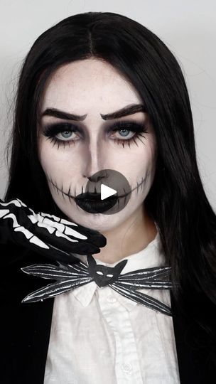 22K views · 1.7K reactions | Jack Skellington 💀  trust the process and wait till the end pls🤣 • PRODUCTS @maccosmeticsuk pro paint palette @mehronmakeup paradise paints @urbandecayuki Prince collection white kohl pencil eyeliner  @kashbeauty Midnight Metals Palette @hudabeauty translucent powder  • #mehron31daysofhalloween #makeup #mua #creativemakeup #jackskellington #jackskellingtonmakeup #jackskellingtoncosplay #nightmarebeforechristmas #halloween #halloweenmakeup #spookyseason #timburton #timburtonmakeup #halloweeninspo | 𝔈𝔪𝔪𝔞 𝔉𝔞𝔯𝔯𝔢𝔩𝔩 | The Citizens of Halloween · This Is Halloween (From "The Nightmare Before Christmas" Soundtrack) Jack Skellington Womens Makeup, How To Do Jack Skellington Makeup, Jack Skellington Halloween Makeup, Jack Makeup Halloween, Jack Nightmare Before Christmas Makeup, Jack Skellington Makeup Female Easy, Jack Skellington Makeup Female, Jack Skellington Face Paint, Jack Skellington Makeup