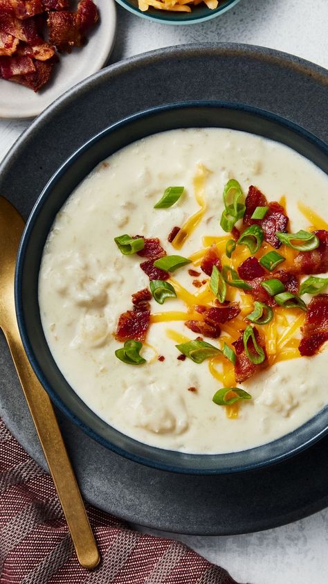 Baked Potato Soup Baked Potatoes Soup, Pioneer Woman Potato Soup, Potatoes Soup, Cream Soups, Baked Potato Soup Recipe, Southern Living Recipes, Loaded Potato Soup, Homemade Soup Recipe, Potato Recipes Side Dishes