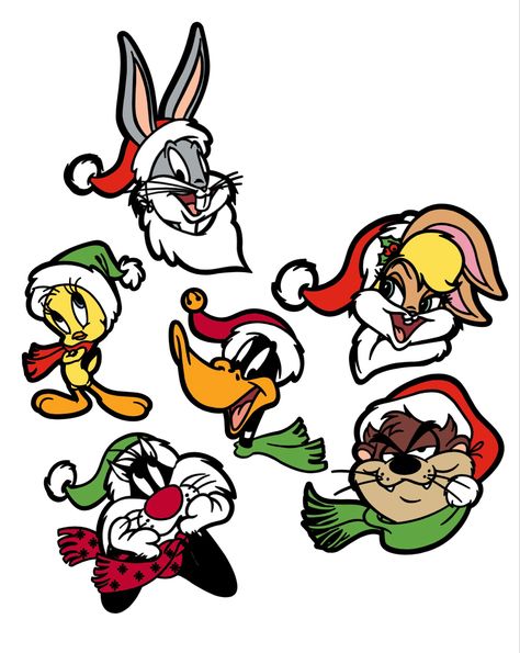 Christmas Bugs Bunny, Looney Tunes Christmas Wallpaper, Printify Ideas, Looney Tunes Christmas, Looney Tunes Wallpaper, Christmas Boards, Christmas Decorations Apartment, Christmas Windows, Baby Looney Tunes