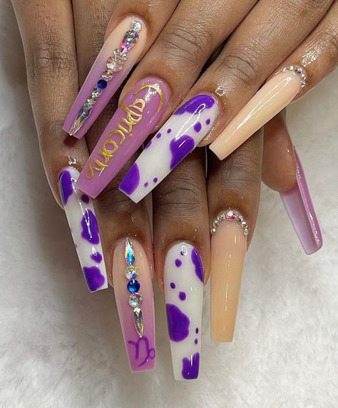 Capricorn Acrylic Nail Designs, Capricorn Birthday Nails Designs, Zodiac Nails Designs Capricorn, Capricorn Acrylic Nails, Capricorn Birthday Nails Acrylic, Nails Capricorn, Capricorn Nails Acrylic, Birthday Nails Capricorn, Capricorn Birthday Nails