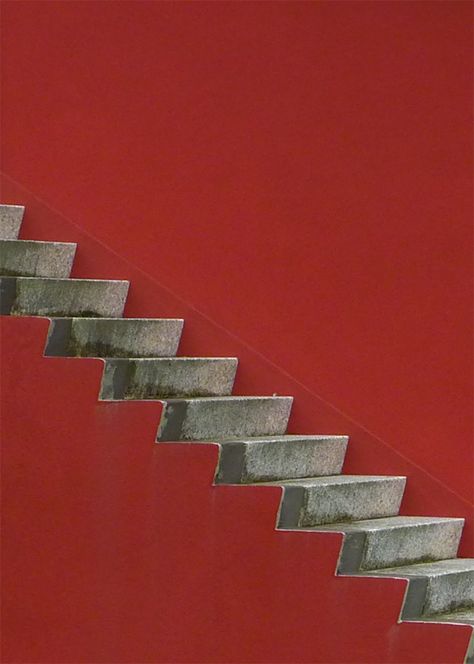 Beyond the Gates of Hell Stairs Concrete, Red Stairs, Construction Art, Minimalism Art, Concrete Stairs, Floating Stairs, Take The Stairs, Red Wall, Stair Steps