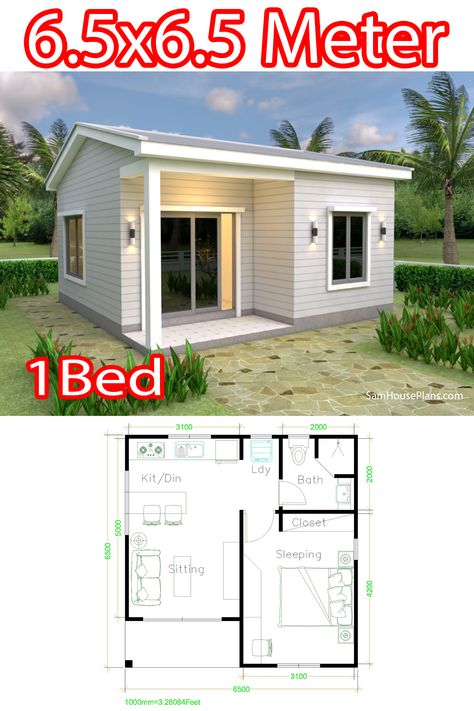 One Bedroom Plans Layout, House Layouts 1 Bedroom, Two Bedroom Small House, One Story One Bedroom House Plans, Modern One Bedroom House Design, Very Small House Plans, Small One Bedroom House Plans Modern, Bungalow House Plans Small, Casita Plans Layout