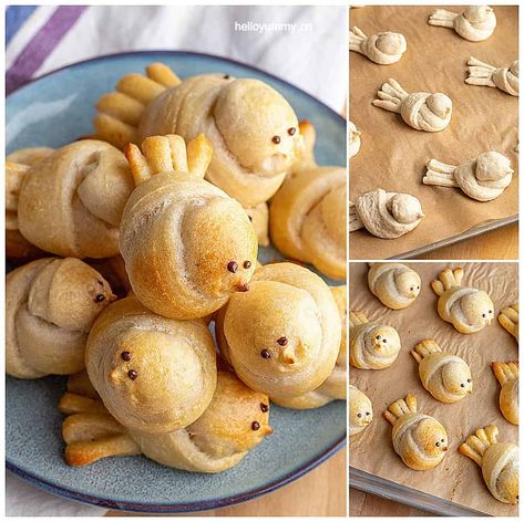 Bird Bread Rolls Turkey Shaped Bread Rolls, Bird Bread Rolls, Bread Turkey Shape, Bird Rolls, Bird Bread, Thanksgiving Dinner Rolls, Healthy Easter Treats, Pillsbury Dough, Healthy Easter