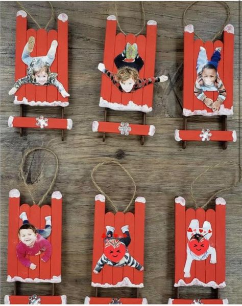 Christmas School Crafts, Preschool Christmas Gifts, Sled Ornaments, One Little Project, Winter Crafts Preschool, Kids Ornament, Preschool Christmas Crafts, Christmas Gifts For Parents, Christmas Crafts For Kids To Make