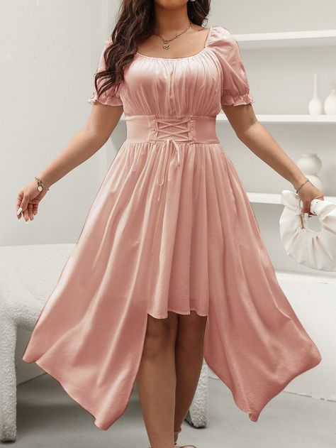 Western Dresses Plus Size, Plus Size Graduation Dress, Peach Dress Outfit, Plus Size Pink Dress, Formal Dresses Curvy, Princess Plus Size, Pink Plus Size Dresses, Graduation Dress Plus Size, Coral Pink Dress