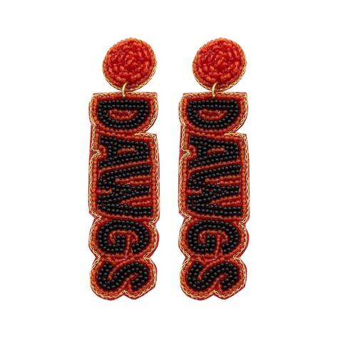 Georgia Bulldogs Beaded Earrings Capri Design, College Jewelry, Beaded Designs, Hand Stitches, Jewelry Vendor, Sequin Purse, Ball Drop, Beaded Headband, Perfect Game