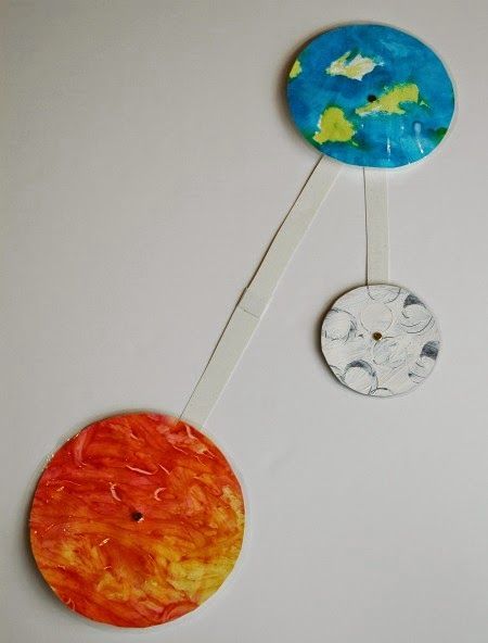 Sun, Earth, and Moon model for outer space, solar system, or astronomy theme unit for kids.  Great science AND art project for preschool or elementary age. Outer Space Crafts For Kids, Outer Space Crafts, Earth Model, Space Art Projects, Space Theme Preschool, Tiny Bites, Home Preschool, Space Lessons, Space Preschool