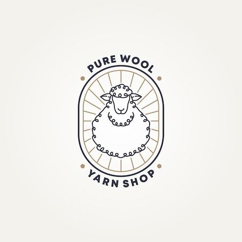 Vector minimalist sheep pure wool and co... | Premium Vector #Freepik #vector #yarn-logo #logo-illustration #wool-ball #monoline Yarn Logo, Graphic Designer Studio, Badge Icon, Brand Icon, Shop Logo Design, Lets Talk, Designer Studio, Instagram Branding, Brand Guide