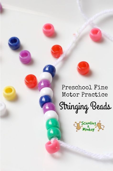 Use this super simple bead stringing activity for an easy fine motor practice activity in your preschool or totschool! Noah Crafts, Tracing Preschool, Stem Activities Preschool, Stringing Beads, Fine Motor Practice, Homeschooling Preschool, Preschool Stem, Fine Motor Activities For Kids, Preschool Colors