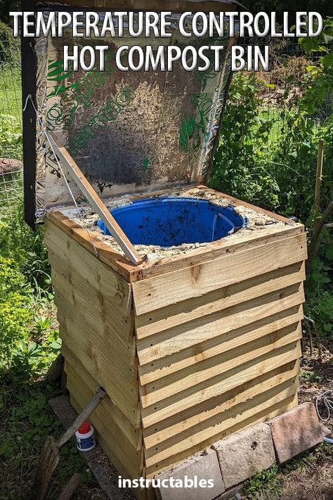 Diy Hot Compost Bin, Compost Box Diy, Hot Composting Diy, Composting Bins, Hot Composting, Polystyrene Insulation, Composting Methods, Compost Bin Diy, Worm Bin