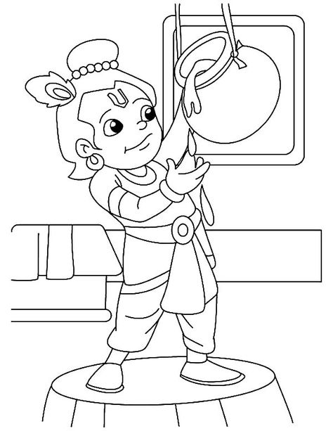 Janmashtami Colouring Pages For Kids, Janmashtami Collage, Kanudo Drawing, Krishna Matki Drawing, Krishna Colouring Pages, Janmashtami Drawing For Kids, Krishna Coloring Pages, Krishna Janmashtami Drawing, Janmashtami Drawing