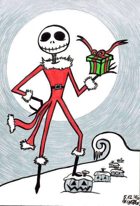 Jack Skellington Santa Drawing, Jack Skellington Santa Claus, Skeleton Drawing Easy, Nightmare Before Christmas Skeleton, Jack Drawing, Easy Cute Drawings, Drawing Easy Cute, Jack Skellington Drawing, Jack Skellington Head