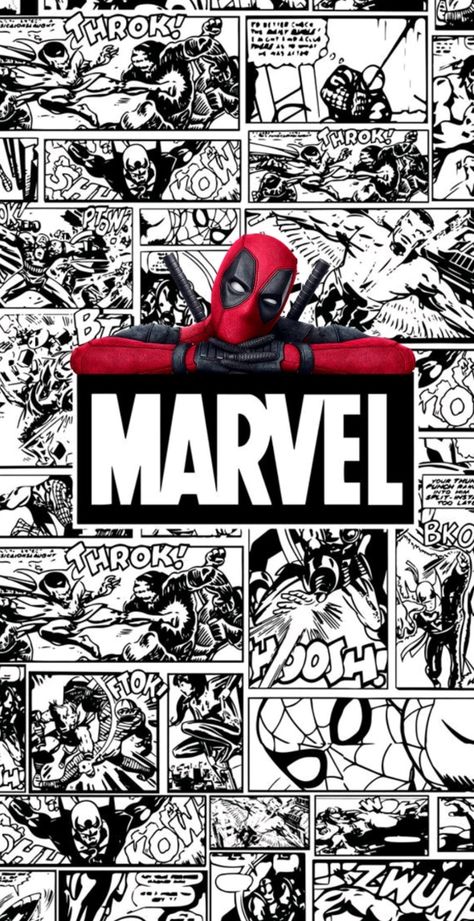 Aesthetic Deadpool Wallpaper, Marvel Comics Wallpaper Aesthetic, Deadpool Wallpaper Comic, Marvel Graphic Design, Deadpool Comic Wallpaper, Marvel Photo Wall, Deadpool Background, Deadpool Artwork, Newspaper Collage