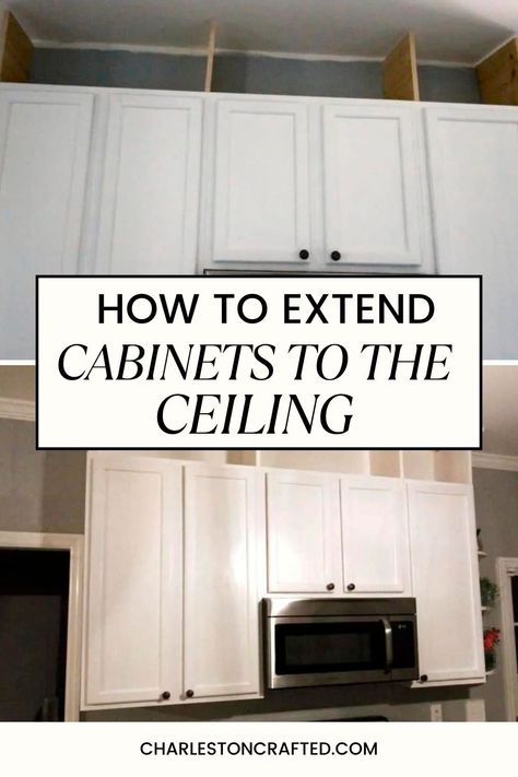 Learn how to extend your kitchen cabinets to the ceiling in this easy DIY guide. Discover the benefits, step-by-step instructions, and essential tips for creating a cohesive and spacious kitchen. How To Take Kitchen Cabinets To Ceiling, Build Cabinets Above Kitchen Cabinets, How To Raise Kitchen Cabinets To Ceiling, Adding Boxes Above Kitchen Cabinets, Coastal Cabinets Kitchen, How To Fill Gap Between Cabinet And Ceiling, How To Add Upper Kitchen Cabinets, Finish Top Of Kitchen Cabinets, Add Kitchen Cabinets Above