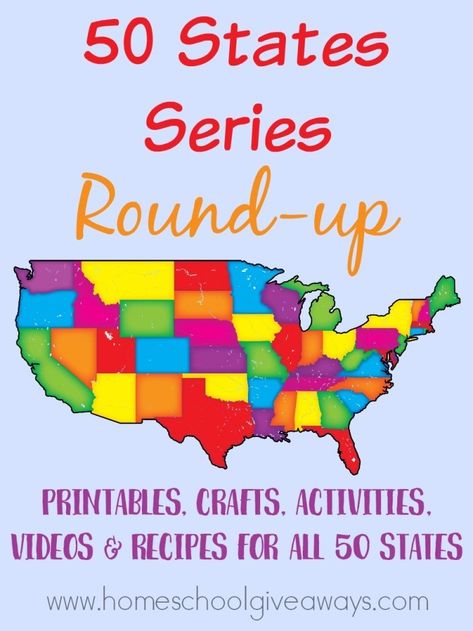 50 States Series Round-up | Homeschool Giveaways 50 States Worksheets Free Printables, Fun Ways To Learn The 50 States, Regions Of The United States Activities, 50 States Homeschool Curriculum, 50 States Activities, America Crafts, Usa Geography, United States Regions, Countdown Chain