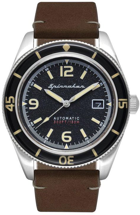 Spinnaker Watch Fleuss #add-content #bezel-fixed #bracelet-strap-leather #brand-spinnaker #case-depth-12mm #case-material-steel #case-width-43mm #date-yes #delivery-timescale-call-us #dial-colour-black #discount-code-allow #gender-mens #luxury #movement-automatic #new-product-yes #official-stockist-for-spinnaker-watches #packaging-spinnaker-watch-packaging #sale-item-no #style-dress #subcat-fleuss #supplier-model-no-sp-5055-01 #warranty-spinnaker-official-2-year-guarantee Vintage Timepiece, Blue Band, Dive Watches, Black Watch, Automatic Watch, Diver, Lumber, Bracelet Sizes, Watch Strap