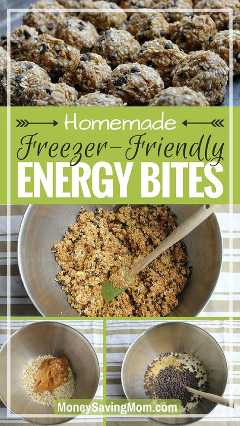 Homemade Energy Bites, Fill Your Freezer, Nutrition Classes, No Bake Energy Bites, Protein Packed Snacks, Filling Snacks, Money Saving Mom, Freezer Cooking, Energy Balls