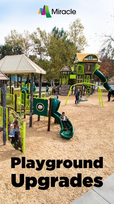 Check out our Guide to Upgrading Commercial Outdoor Playground Equipment! #Playground Playground Swings, Playground Surface, Playground Structures, Commercial Playground Equipment, Play Equipment, Play Structure, Play Space, Play Spaces, Outdoor Playground