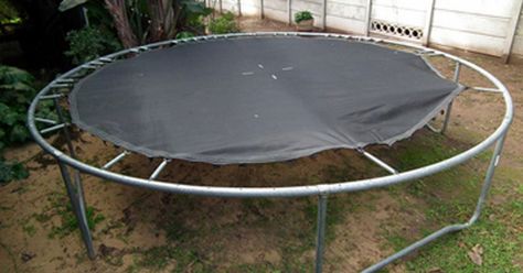 Broken trampolines are a lot more functional than you think. Recycled Trampoline, Old Trampoline, Backyard Trampoline, Outdoor Awnings, Outdoor Lounge Area, Beach Cabana, Trampolines, Swinging Chair, Chicken Coop