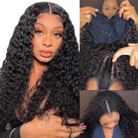 PRICES MAY VARY. V Part Wig: Royal Impression V Part Wig Human Hair High Quality, 100% Brazilian Virgin Human Hair, Upgraded from U Part Wig. Show Your Real Scalp, More Real. Blend with Your Own Hairline, More natural. New Upgrade U Part Wig: Glueless V Part Wig with Clips No Lace, No Gel. Minimal Leave Out, No Sew-in. Allow You to Wear Your Own Real Scalp in Your Parting Area. More Natural, Easier to Install, Quicker to Put on and Take Off Everyday. V Part Wig Cap Size: Breathable Elastic Cap M Curly Half Wig, V Part Wig, Deep Wave Human Hair, Half Wig, Wigs Glueless, Long Curly Wig, U Part Wig, U Part, Hair Brands