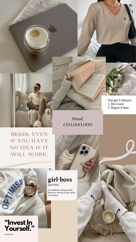 Job Wallpaper Aesthetic, Aesthetic Work Wallpaper, Beige Vision Board, Vision Board Wallpaper Aesthetic, Job Wallpaper, Work Wallpaper, Vision Board Collage, Board Wallpaper, Dream Motivation