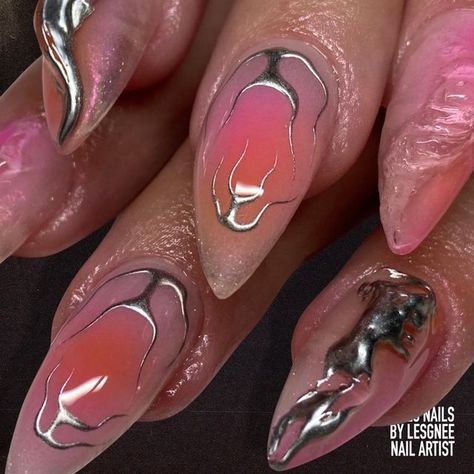 Alien Nails, Grad Nails, Polished Nails, Airbrush Nails, Prom 2024, Ideas Nails, Air Brush, Chic Nails, Nails Nail