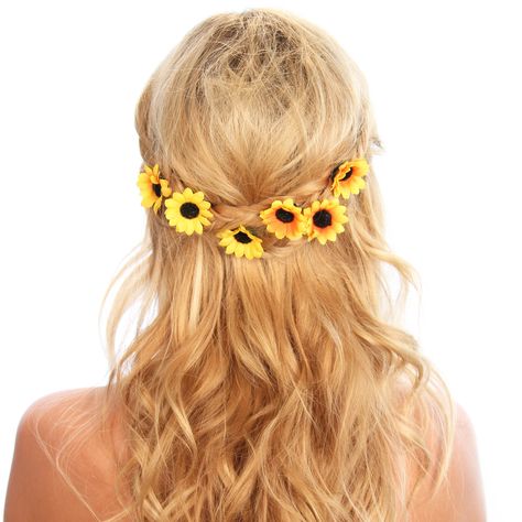 Sunflower Hair, Sunflower Party, Sunflower Themed Wedding, Selling Handmade Items, Hair Clamps, Hippie Flowers, Flower Hair Pin, Sunflower Wedding, Festival Wedding