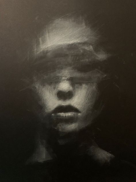 White Charcoal On Black Paper Portraits, White On Black Portrait Drawing, White On Black Charcoal Drawing, White Pastel On Black Paper, Simple Chalk Pastel Art, White Chalk Drawings Black Paper, Black Charcoal Drawings, Sketch In Black Paper, Black On Black Painting