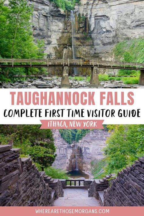 Taughannock Falls Complete First Time Visitor Guide Ithaca New York State Park Finger Lakes Hiking Waterfall, Taughannock Falls, Stone Staircase, Finger Lakes Ny, New York State Parks, Ithaca New York, State Park Camping, Train Adventure, Park In New York