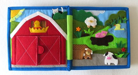 Quiet book Toddler quiet felt book learning busy book montessori farm animals Feeding Animals, Toddler Montessori, Baby Quiet Book, Diy Quiet Books, Felt Books, Sensory Book, Felt Quiet Books, Felt Book, Soft Book