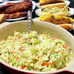 52 Ways to Cook: Cajun Buttermilk COLESLAW for Chili/Slaw Dogs - 13 Bagged Coleslaw Upgrades Hot Dog Slaw Recipe, Buttermilk Coleslaw, Creamy Coleslaw Recipe, Recipe For Chili, Slaw Dog, Brats Recipes, Potluck Salad, Creamy Coleslaw, Chili Dogs