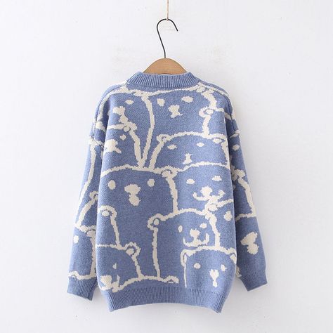 Angel Love Bear Print Sweater | YesStyle Cute Kawaii Outfits, Bear Jacket, Angora Rabbit, Jacket Sweater, Style Japanese, Cartoon Bear, Print Sweater, Bear Stuffed Animal, Bear Cartoon