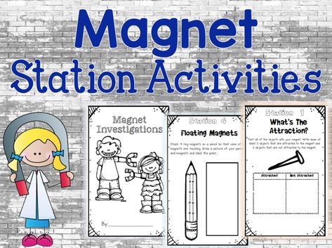 I used my Magnet Investigations Booklet that I made several years ago to introduce the concept. I did make some changes to it. Magnet Lessons, Magnet Activities, Science Stations, Second Grade Science, Science Labs, Small Booklet, 1st Grade Science, Simple Activities, First Grade Science