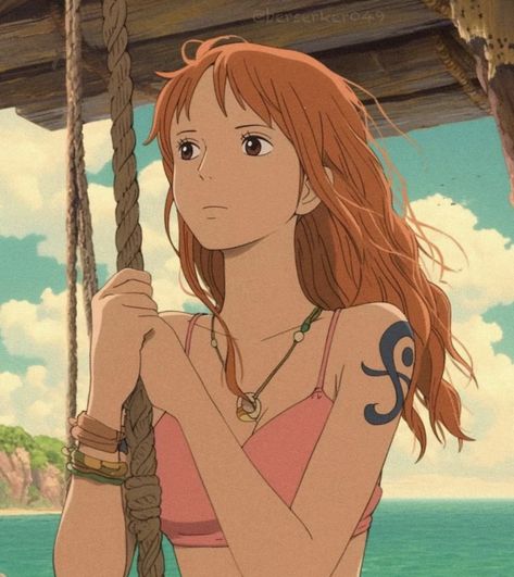 Ghibli Characters, Studio Ghibli Characters, One Piece Cartoon, One Piece Nami, Nami One Piece, One Peice Anime, Studio Ghibli Art, One Piece Drawing, Ghibli Art