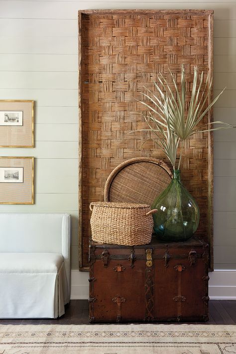 A personal blog of life, recipes, and home authored by a wife, mother, and high school teacher in the South. Basket Interior Design, Large Wall Baskets, Woven Mat Wall Decor, Rectangle Basket Decor, Bamboo Mats Decor, Boho Large Wall Decor, Bamboo Decor Interior Design, Entryway Ideas Large, Baskets Ideas Decorative