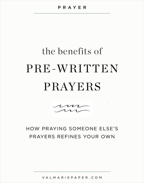 Maybe you didn’t grow up in a church where pre-written prayers were used much. Have you just assumed that prayers aren’t meaningful unless they’re in your own words? Like you’re cheating? Obviously, the state of our heart matters, but when used sincerely, pre-written prayers can blossom into some of the most passionate prayer times. Written Prayers, Sample Prayer, Paper Blog, Presence Of The Lord, Spring Boards, Prayer Times, Gifts For Your Sister, Quiet Time, Spiritual Journey