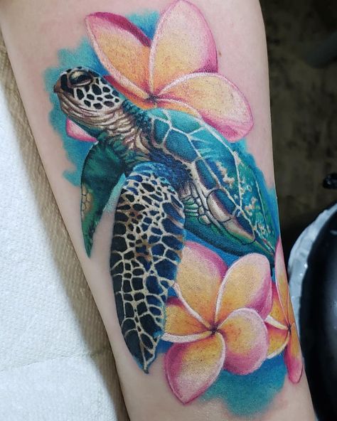 Dm or text for appointments. 9092512721. Had fun yesterday doing this one. @tigereyetattoostudio1 #tattoosbyutah #outcastarts #nofilter… | Instagram post from 🦇𝖀𝖙𝖆𝖍🦇 (@tattoosbyutah) Sea Turtle With Flowers Tattoo, Turtle Henna, Watercolor Tattoo Sleeve, Beachy Tattoos, Anniversary Tattoo, Turtle Tattoos, Guillain Barre, Arm Sleeve Tattoos For Women, Sea Turtle Tattoo