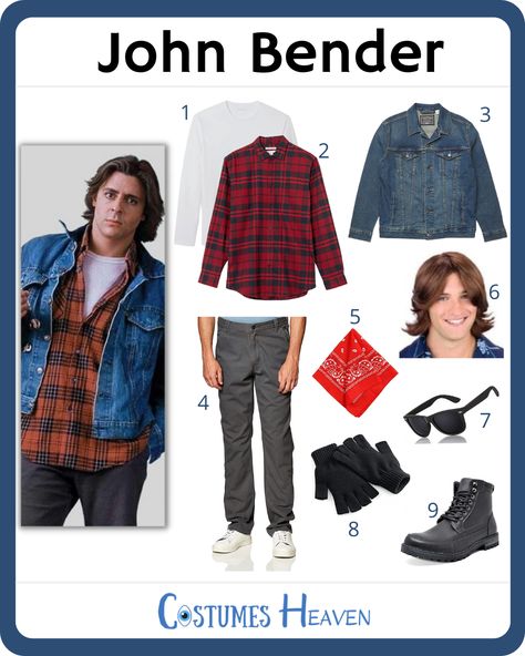 Johnny Test Costume, John Bender Costume, John Bender Outfit, Halloweentown Costume, 80s Cosplay, Bender Costume, Breakfast Club Costume, Grey Work Pants, John Bender