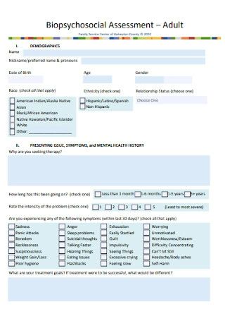 17+ SAMPLE Biopsychosocial Assessments in PDF | MS Word Biopsychosocial Assessment, Mental Health Worker, Chemical Imbalance, Cognitive Behavior, Academic Research, Interpersonal Relationship, Marriage Counseling, What If Questions, Medical History