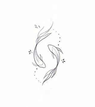 Small Koi Tattoo, Line Art Tattoo Geometric, Tattoo Ideas Pisces, Small Unique Tattoos With Meaning, Small Line Art Tattoos, Koi Fish Line Art, Small Hidden Tattoos, Small Fish Tattoos, Acab Tattoo