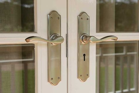 French Door Handles, Double Door Handles, Exterior Patio Doors, Interior French Door, Patio Door Handle, French Doors Bedroom, Bathroom Door Handles, Double Doors Interior, Interior French Doors