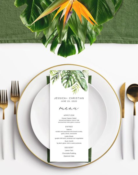 Fonts To Download, Wedding Table Menus, Tropical Glam, Restaurant Menu Template, Printable Menu, Appetizer Menu, Wedding Menu Template, Menu Planners, Menu Card