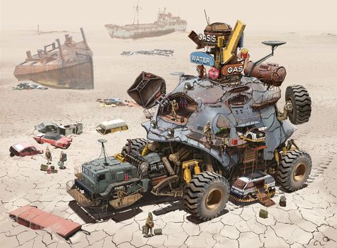 ArtStation - turtle mobile motel, Longque Chen Apocalyptic Costume, Post Apocalyptic Art, Apocalypse Art, Star City, Fallout 4, Post Apocalypse, Robot Concept Art, Mad Max, 판타지 아트