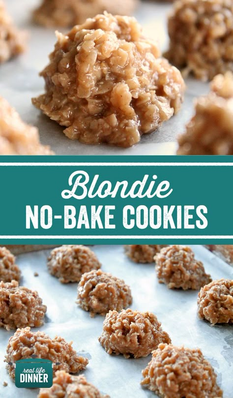 Blonde No Bake Cookies, White No Bake Cookies, Non Baked Cookies, Non Bake Cookies, No Bake Cookies Without Peanut Butter, Unbaked Cookies Recipe, Dessert No Butter, No Bake Treats Easy, Unbaked Desserts