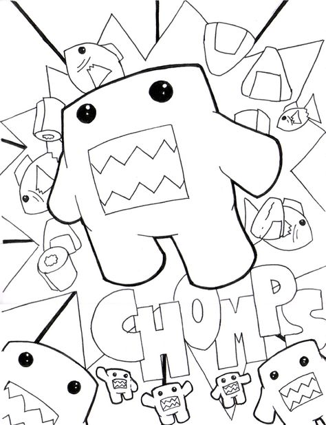 domo by ~The-Ozzman on deviantART Domo Kun Tattoo, Domo Coloring Pages, Domo Homescreen, Domo Painting, Domo Kun Drawing, Domo Tattoo, Domo Drawing, M Coloring Pages, Scene Coloring Pages