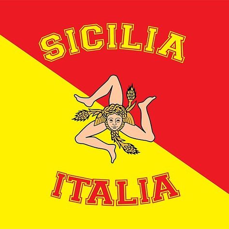 Sicilia, Italia, flag of Sicily colors Italy Wall Decor, Italian Tattoos, World Language Classroom, Italy Coffee, Unicorn Tattoos, Italy Poster, Italy Wall Art, Egyptian Tattoo, Italian Flag