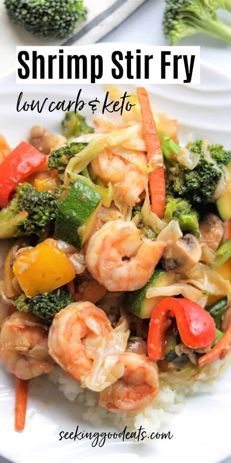 Shrimp Stir Fry Healthy, Stir Fry With Shrimp, Stir Fry Low Carb, Keto Chinese, Keto Stir Fry, Stir Fry Shrimp Recipes, Asian Shrimp, Keto Shrimp Recipes, Pan Shrimp