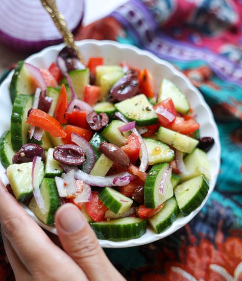 Greek Salad with a Homemade Greek Vinaigrette - Ann Shippy MD Homemade Greek Salad, Inflammatory Meals, Greek Salad Recipe, Greek Vinaigrette, Best Macaroni Salad, Greek Salad Recipes, Must Have Kitchen Gadgets, Carbohydrates Food, Carbohydrate Diet